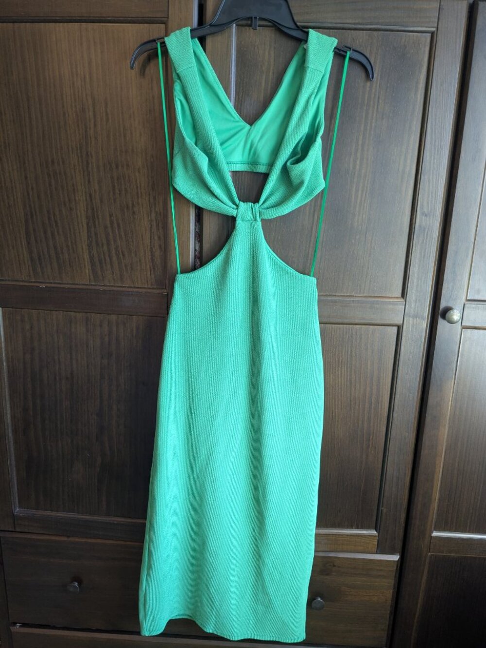 Topshop Green Cutout Knot‑Front Dress – Size 4–6